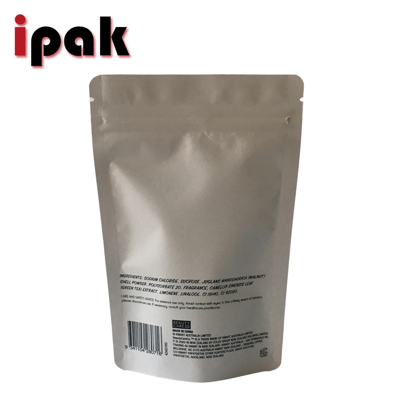 Custom Printed Stand Up Foil Kraft Paper Bath Salt Packaging Bag With Zipper